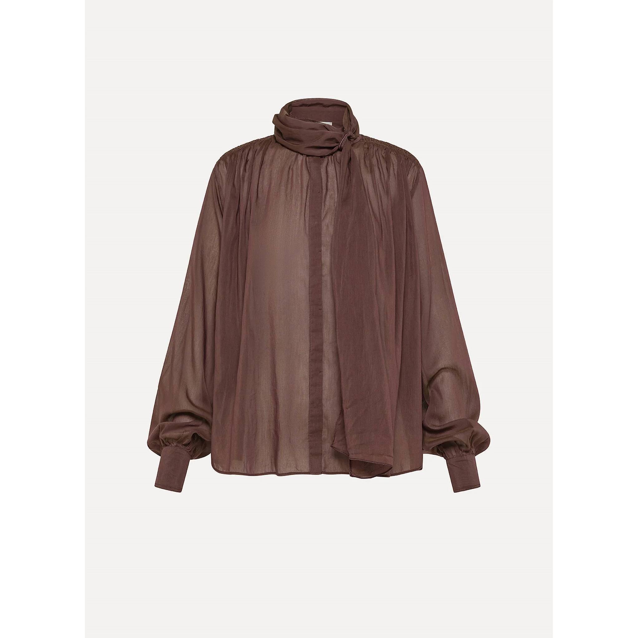 New Forte Forte Women's Voile Bow-Tie Shirt In Chocolate